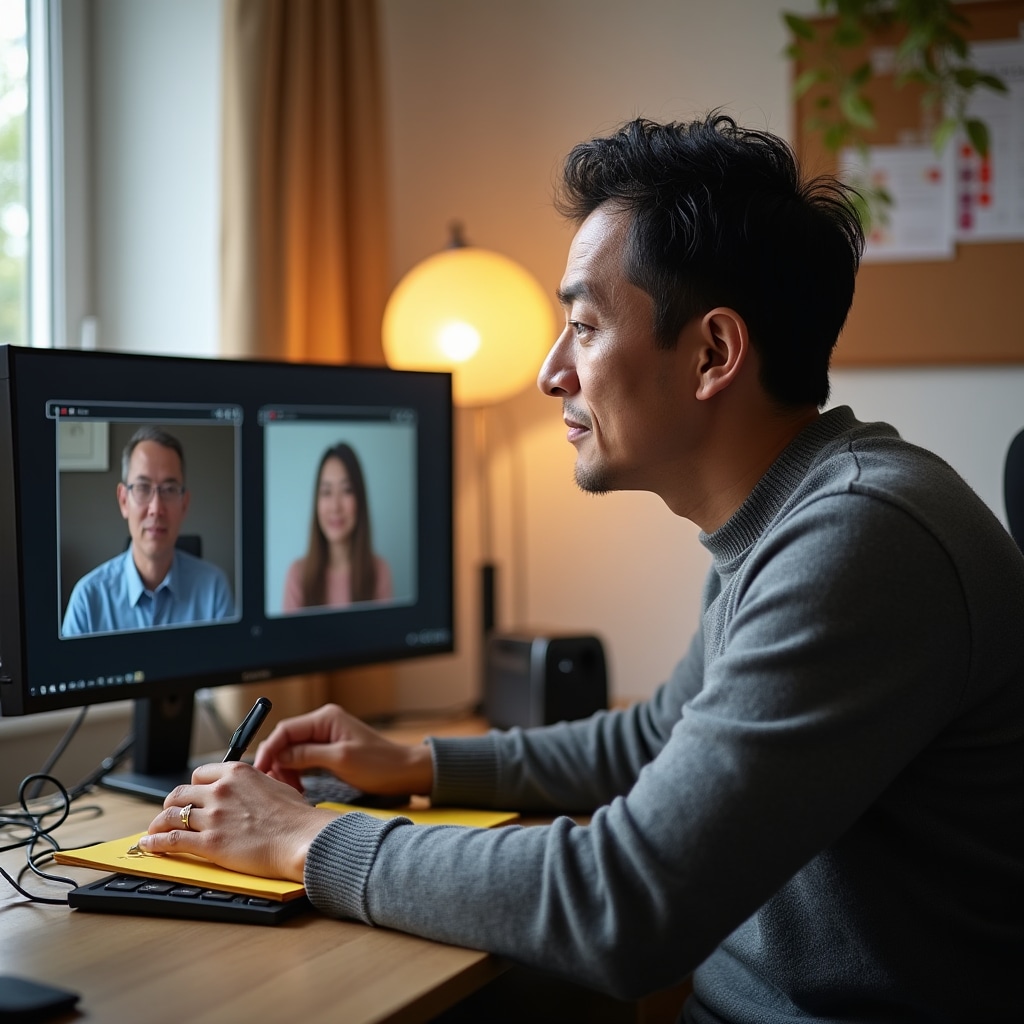 Remote consultant working through a professional blocker with peer support group in a structured session